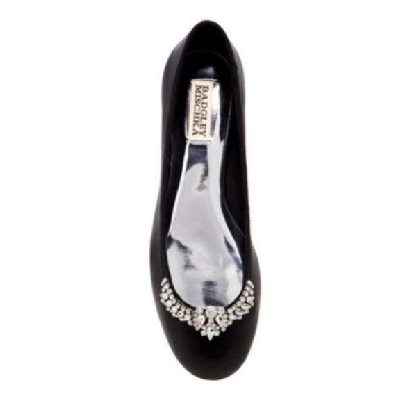 BADGLEY MISCHKA Wendy Black swarovski crystal Embellished Flat - Picture 2 of 8